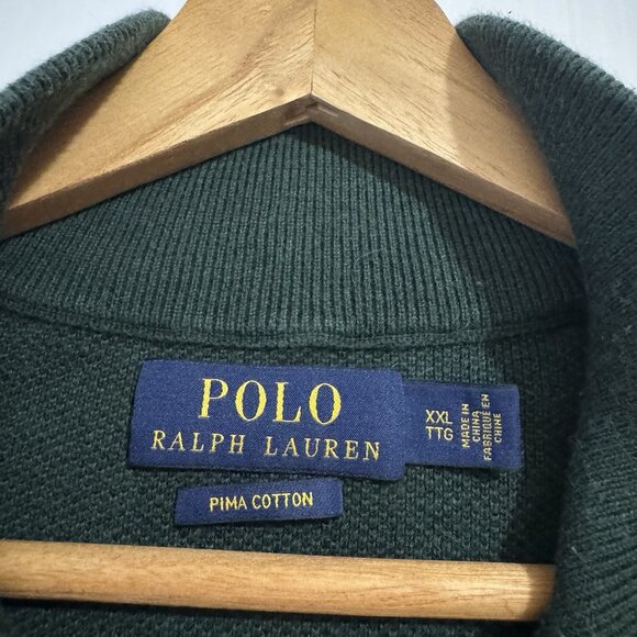 Polo Ralph Lauren Sweater Mens XXL Green 100% Pima Cotton 1/4 Zip Pullover - Picture 7 of 15